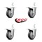 Service Caster 4 Inch Thermoplastic Rubber 3/4 Inch Square Stem Caster Set Total Lock Brake SCC SCC-SQTTL20S414-TPRB-34-4 - alternate 2
